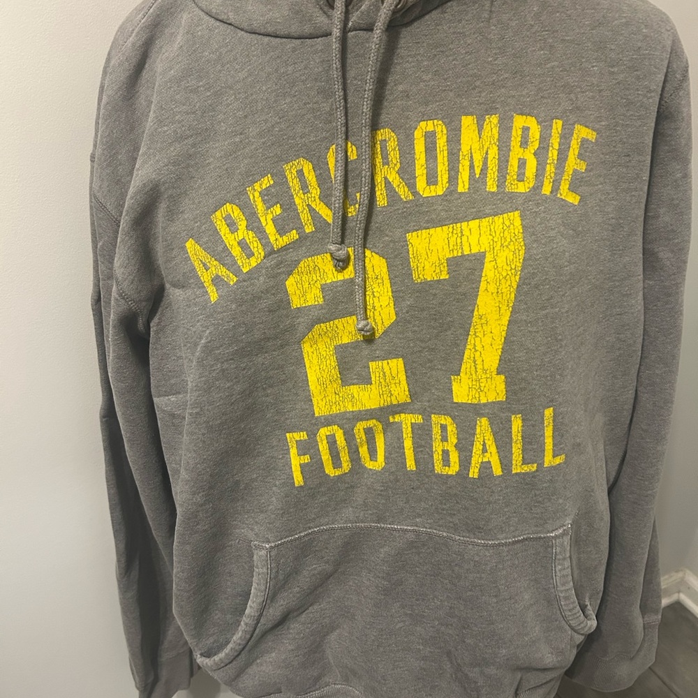 Abercrombie & Fitch Gray Sweater with Yellow Football Print